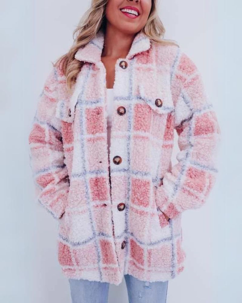 Fashion Canberra I Ember Polar Fleece Plaid Jacket