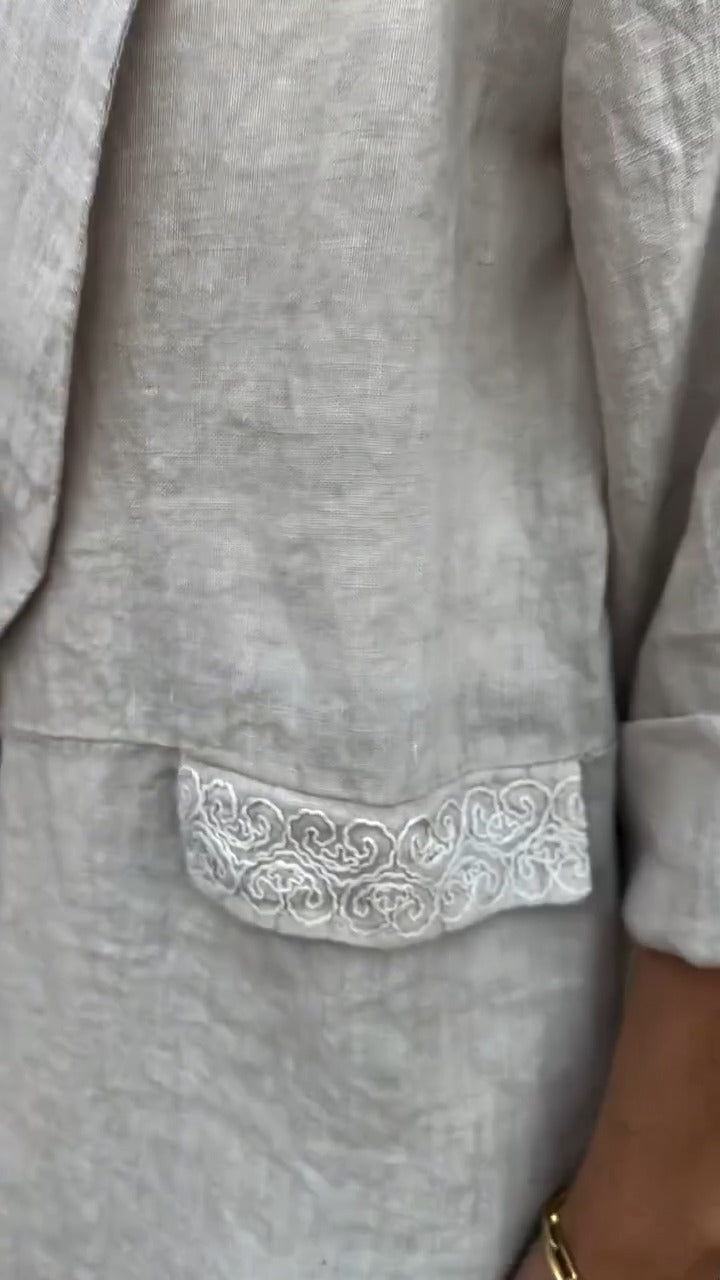 Fashion Canberra I Malena Cotton And Linen Open Front Blouse