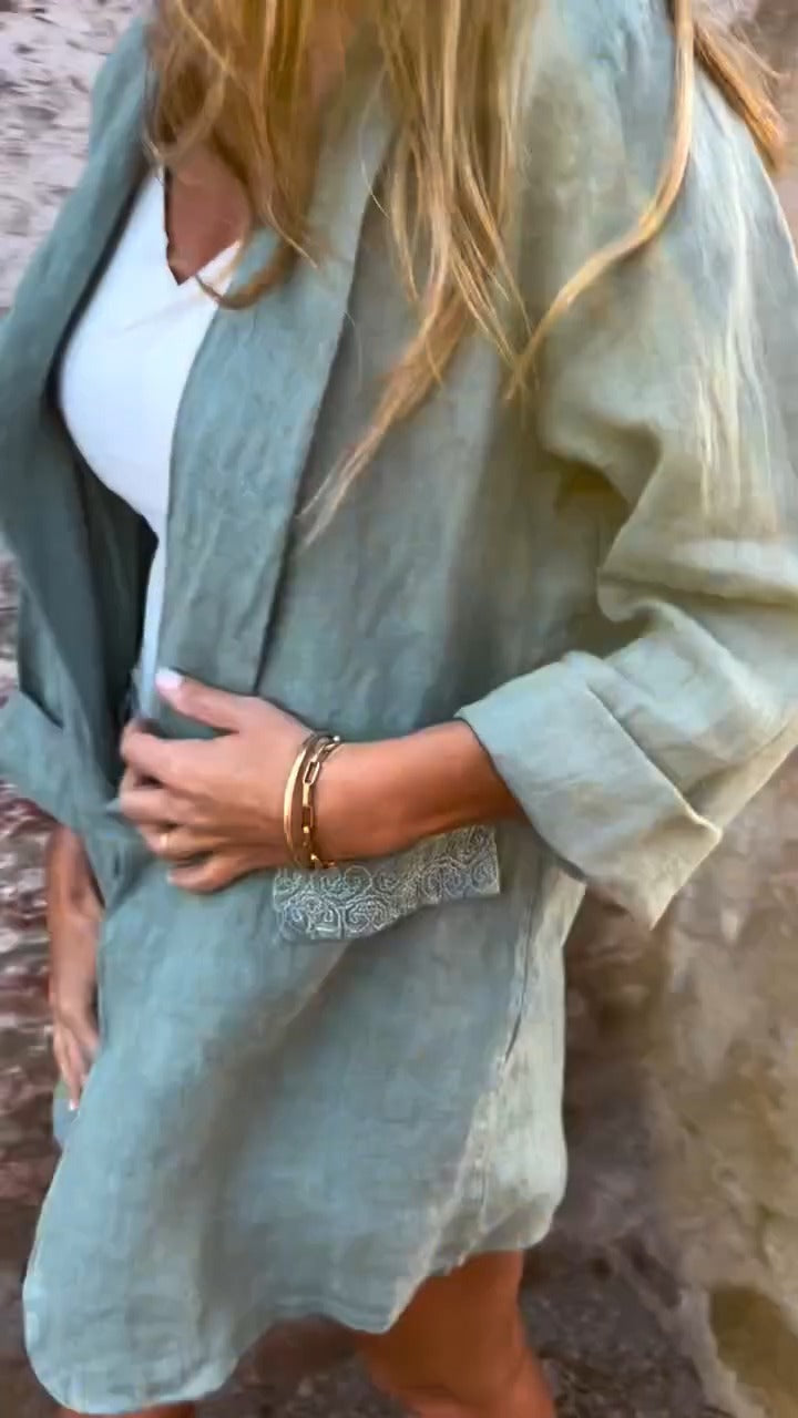 Fashion Canberra I Malena Cotton And Linen Open Front Blouse