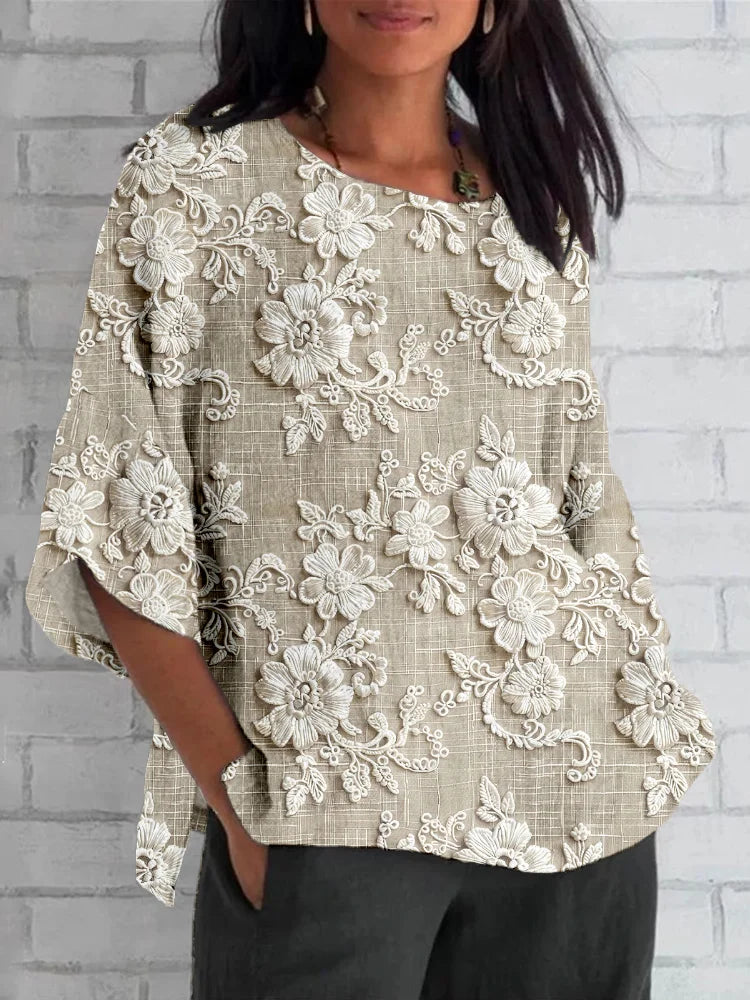 Fashion Canberra I Morena Vintage Floral Linen and Lace Blouse