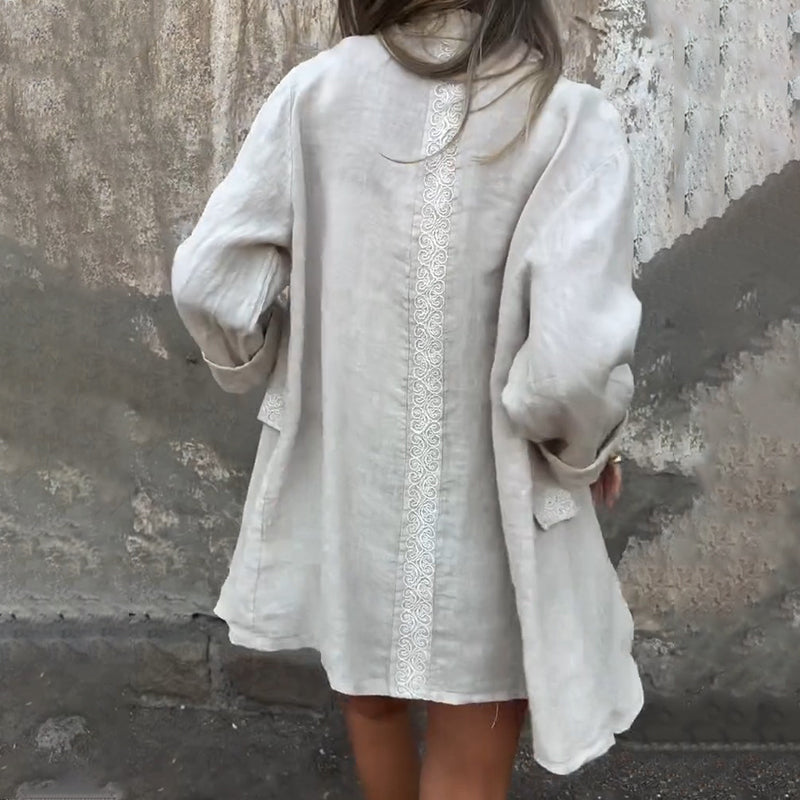 Fashion Canberra I Malena Cotton And Linen Open Front Blouse