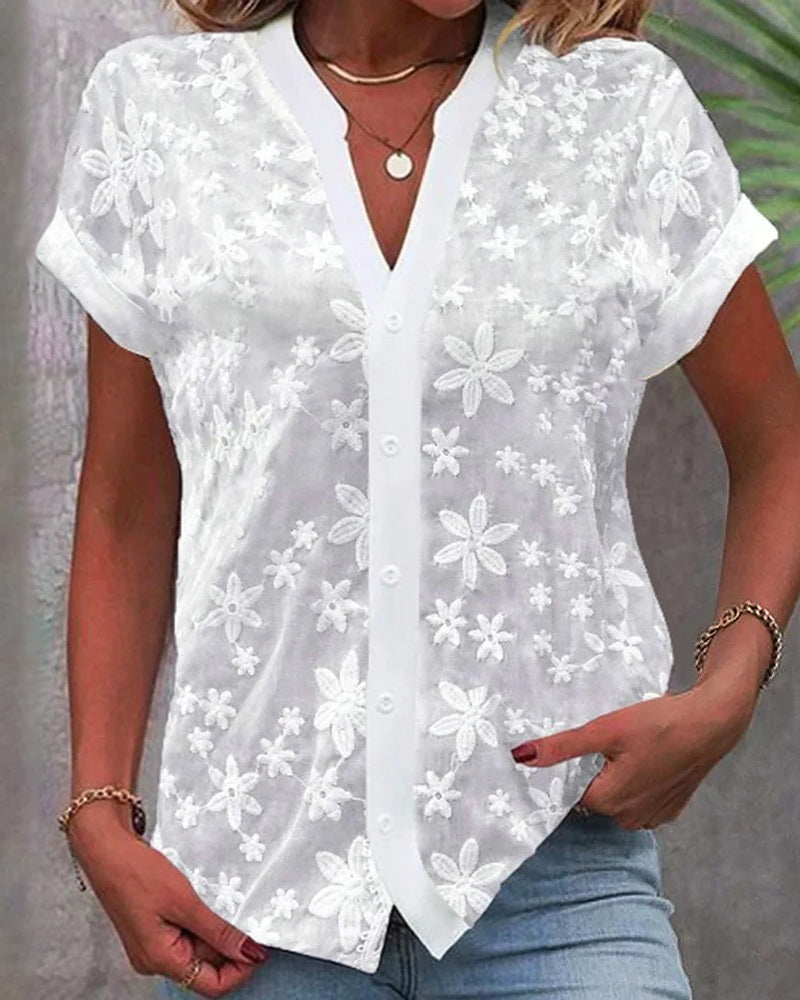 Fashion Canberra I Rita Blouse with short sleeves and V-neck