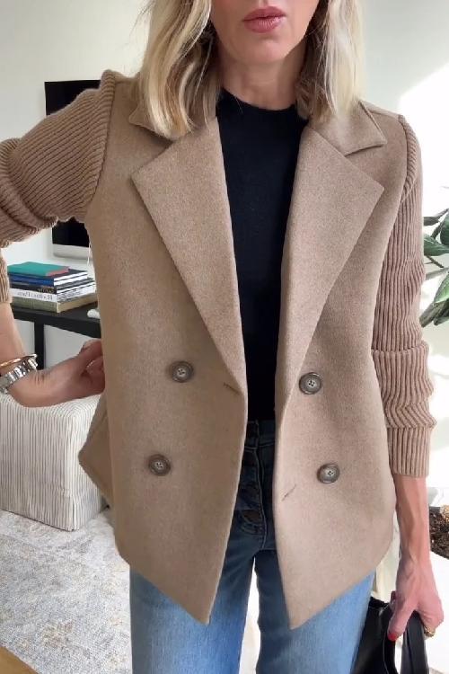 Fashion Canberra I Amanda Button patchwork sleeves casual coat