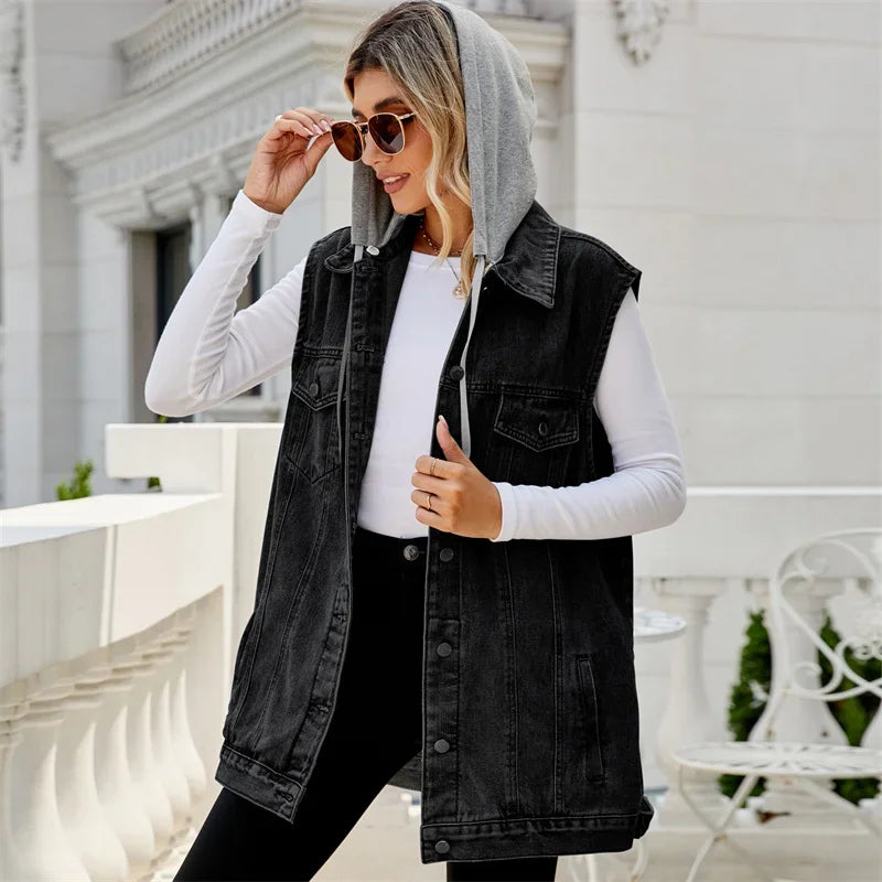 Fashion Canberra I Ada Hooded Denim Vest